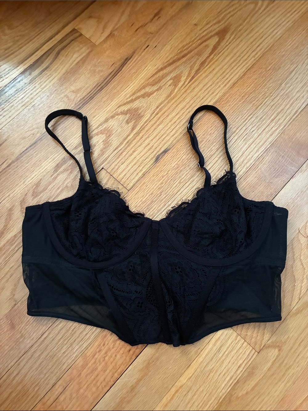 Black Lace Longline Underwire Bralette